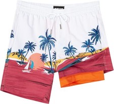 Men's 7" Swim Trunks with Compression Liner  Quick-Dry Swim Shorts