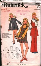 6298 Butterick Vintage SEWING Pattern Girls Jumper Dress Blouse Pants OOP Sew
