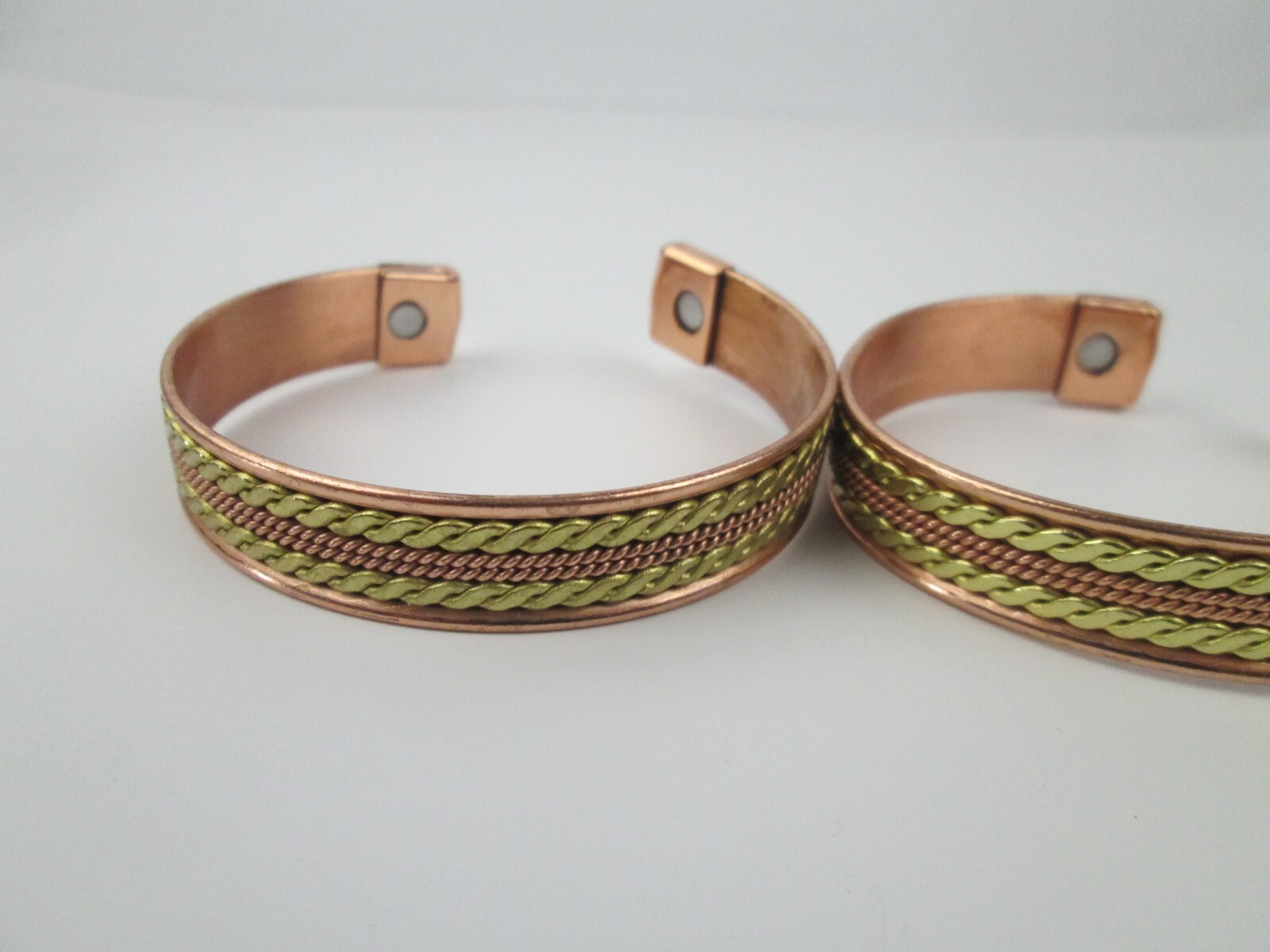 2 Solid Copper 2 Tone Cuffed Bracelet Pure Copper… - image 2