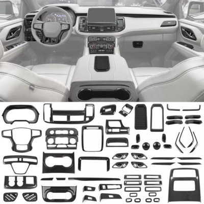 Carbon Interior Console Trim Cover Molded Decor For Chevy Suburban 20+ Tahoe 21+