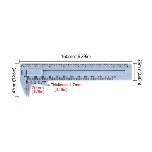 0-150mm Mini Double Scale Plastic Vernier Caliper Ruler Measuring Calipers - Picture 3 of 16