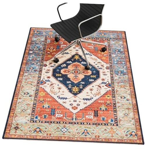 36x48 Red Office Chair Mat for Hardwood Floors Protects Against Rolling Chair Damage