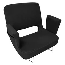 Black Polyester Stadium Chair with Back Support, Extra Wide 21.2 In. Seat, 3-Rec