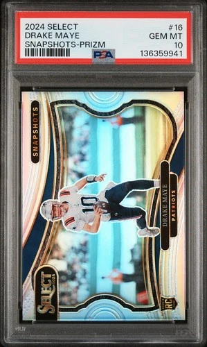 2024 PANINI SELECT SNAPSHOTS PRIZM #16 DRAKE MAYE ROOKIE RC PSA 10