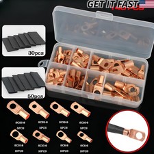SC6-25 Bare Copper Ring Terminal Connectors, Wire Gauge Kit 60/140pcs Assortment