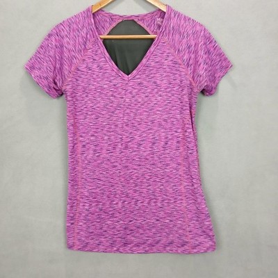 Beverly Hills Polo Club Fitness T Shirt Womens Medium Purple Stretch Space Dye