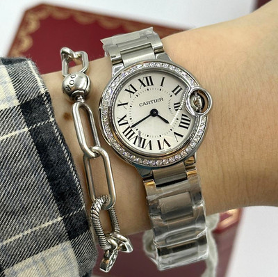 CARTIER BALLON BLEU FACTORY DIAMONDS LADIES WATCH W4BB0015 3009 B&P's