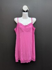 Victoria Secret Modal Soft  Lace Trim Straight Neck Slip Dress XXL Fuchsia Pink