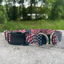 1 inch wide Breakaway Dog Collar for Large Dogs - American Flag Made in USA