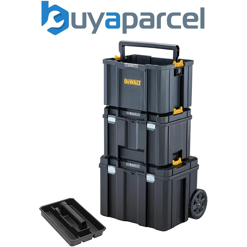 Dewalt DWST83528-1 3 PC TStak 2.0 Tower Rolling Mobile Tool Storage Boxes Tote