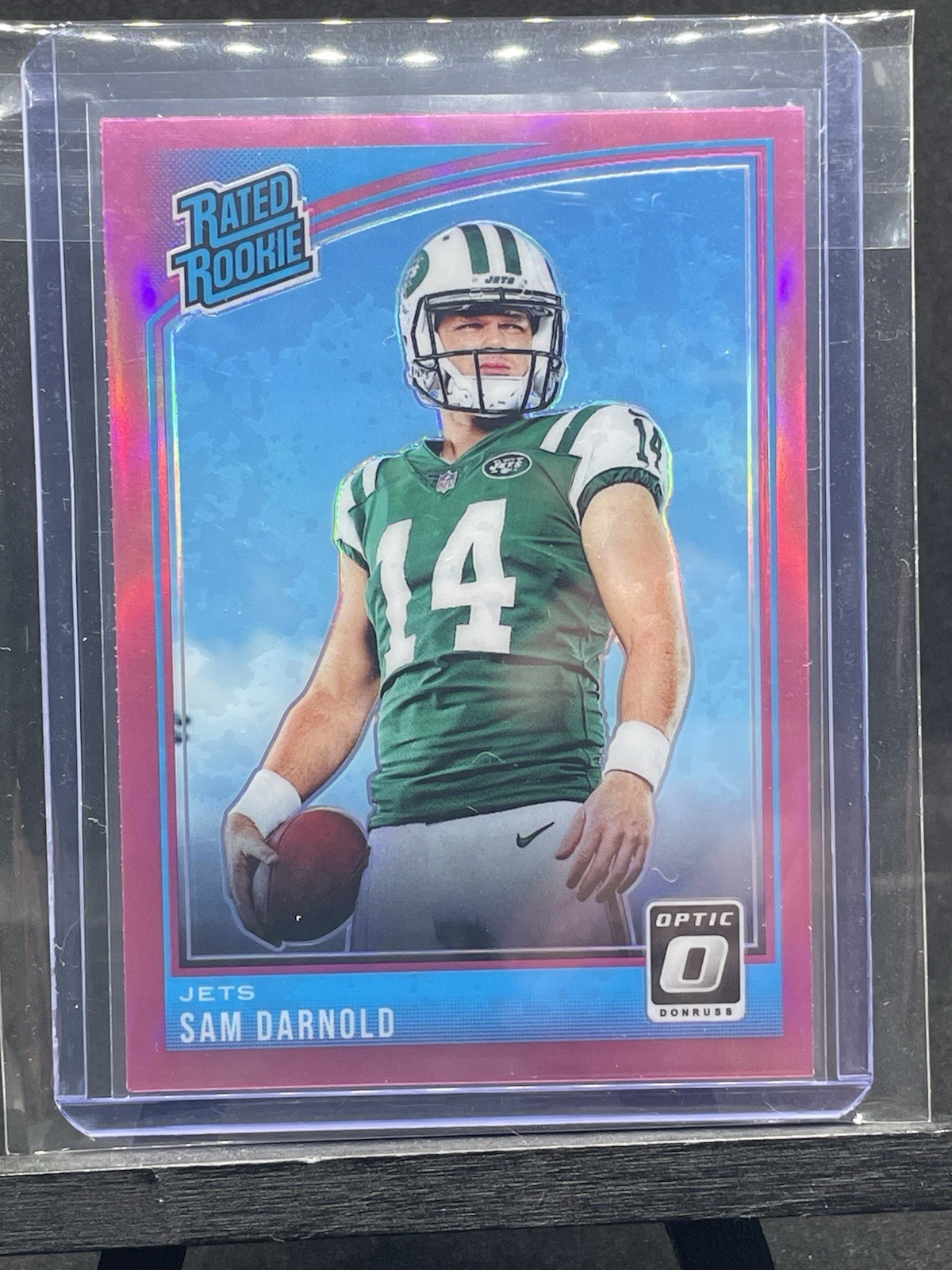Sam Darnold 2018 optic rated rookie pink holo Seahawks SB very nice card.
