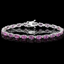 Pink Sapphire 11.5cts with .35ct Diamond Bracelet women white gold 14k