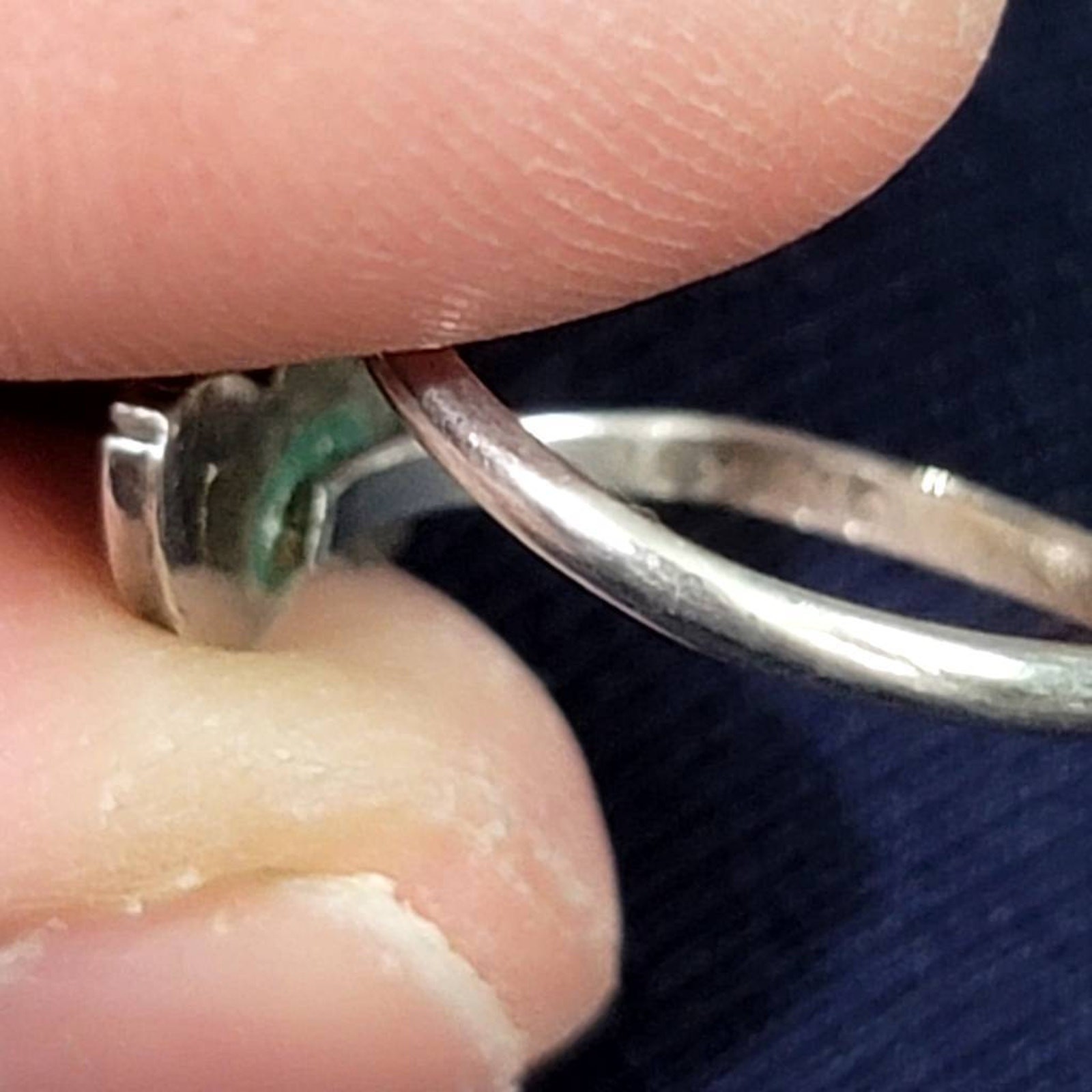 Sterling Silver Turquoise Ring Adjustable Leaf Ri… - image 3