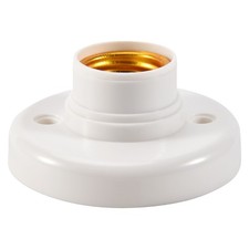 E27 Round Plastic Base Light Bulb Lamp Socket Holder White F7S23017
