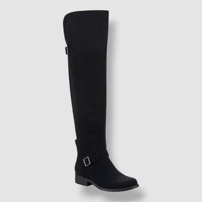 Sun + Stone Women's Black Micro Buckled Wide-Calf Anyaa Biker Boots Shoe Size 7M