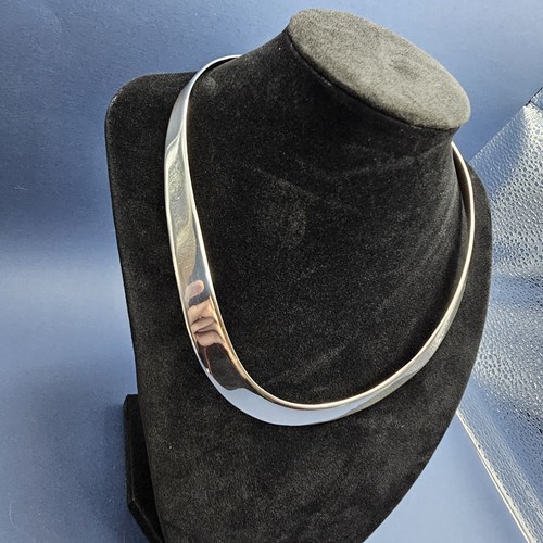 Vintage Solid Sterling Silver 925 Modernist Collar Choker Necklace 44g - Picture 2 of 15