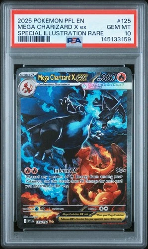2025 POKEMON PFL EN-PHANTASMAL FLAMES #125 MEGA CHARIZARD X EX PSA 10