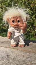 Thomas Dam 9" Troll Doll Chef with Moustache  White Hair & Clothing Denmark 1977