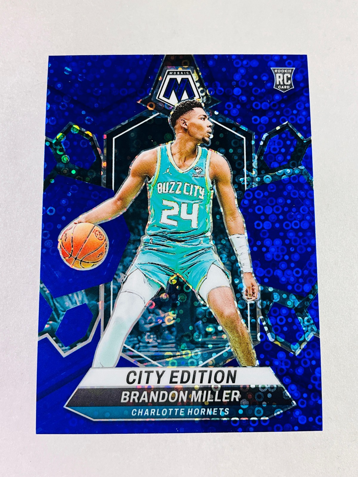 2023-24 Mosaic - City Edition Fast Break Blue Mosaic Prizm /85 Brandon Miller