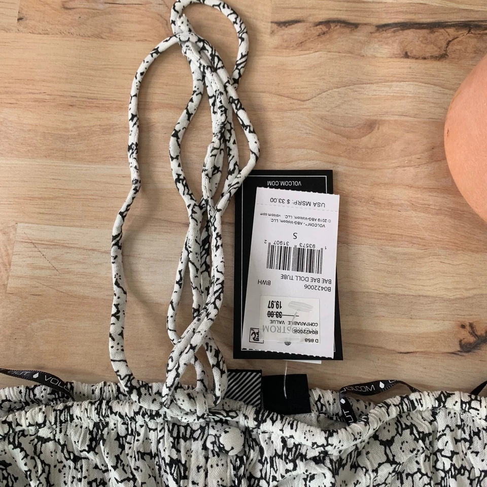 NWT Volcom Black Floral Bae Bae Doll Tube Top SIZE SMALL - Image 3 of 4