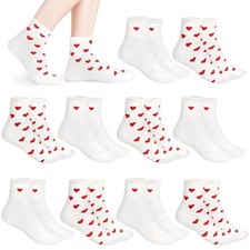 10 Pairs Cute Heart Socks for Women,2 Styles Heart White Red Sock,Fun Novelty