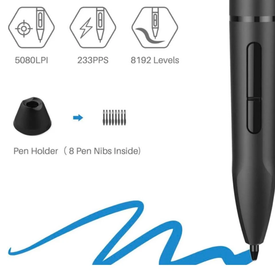 HUION WH1409 Bluetooth Grafiktablett 13.8x8.6 inch großes Zeichentablett zum - Bild 3 von 4