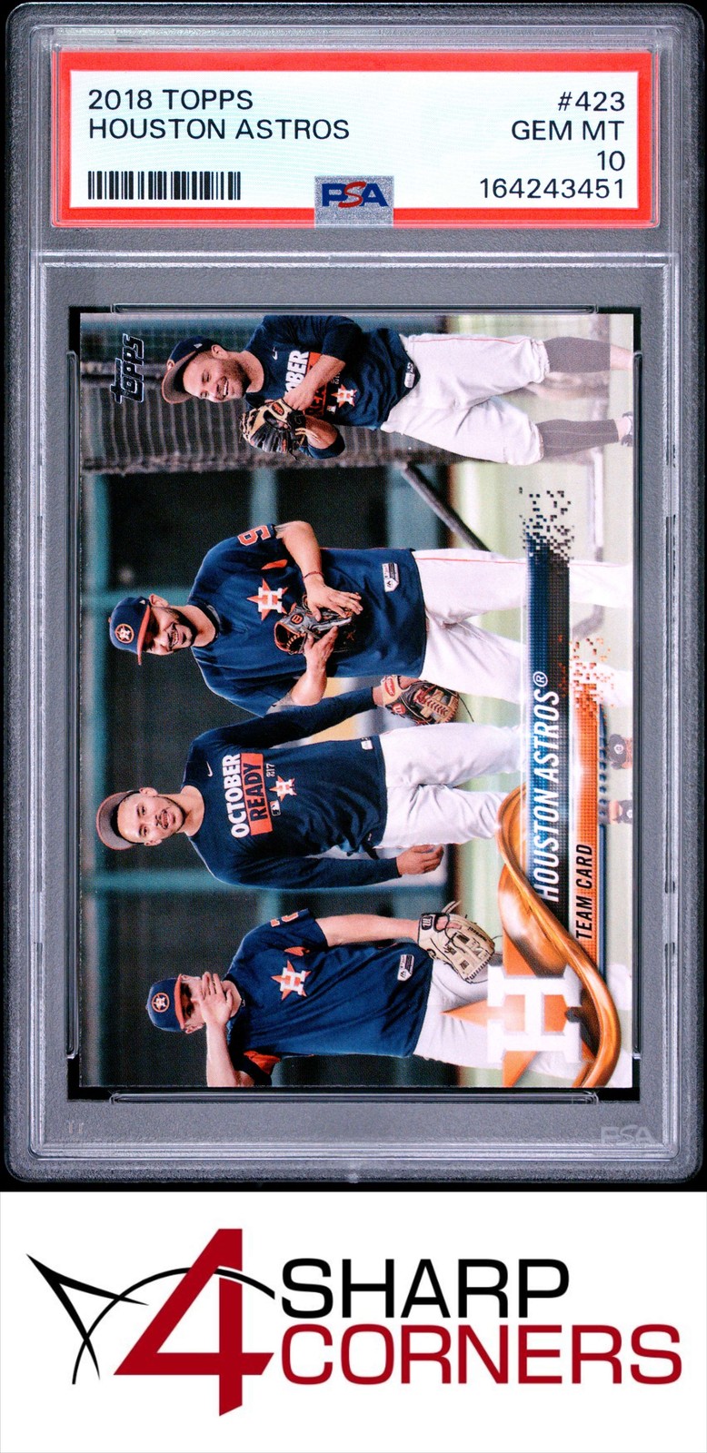 2018 TOPPS #423 HOUSTON ASTROS JOSE ALTUVE PSA 10 view 1