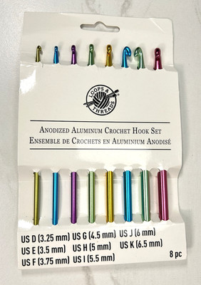 8 PC Loops & Threads Anodized Aluminum Crochet Hook Set D E F G H I J K