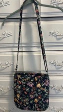 Vera Bradley Green And Floral Hipster Crossbody Bag Adjustable Strap EUC