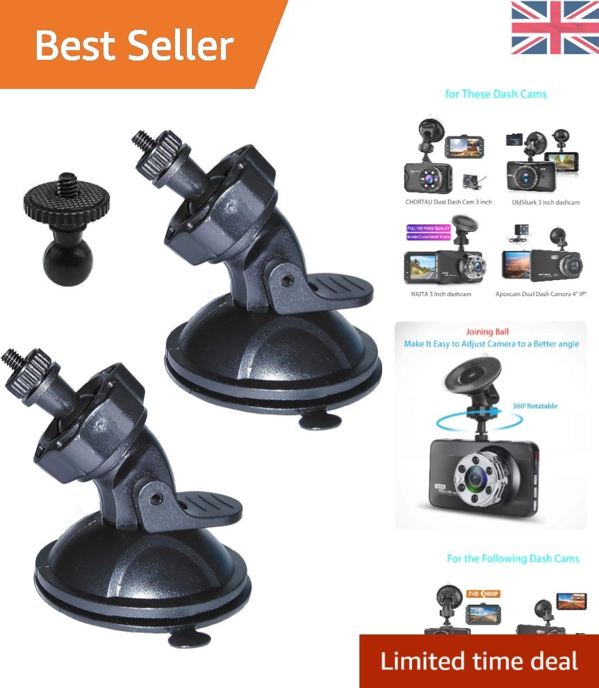 Lightweight & Strong Suction Dash Cam Bracket Compatible with Multiple Brands