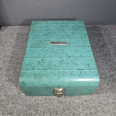 #ad Sears Roebuck And Co. “TOWER” Green Marbled Lock Box No Key Vintage MCM $34.99