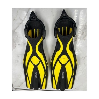 Seac Propulsion Scuba Diving Fins Yellow Black Open Heel Adjustable M-L Regular