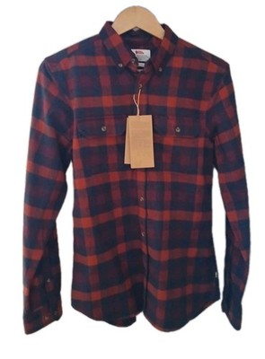 New Fjallraven Skog Flannel Button Down Shirt Size Medium Red Plaid Outdoors 
