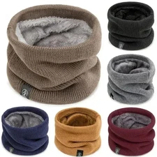 Neck Warmer Scarf for Women Men Warm Winter Soft Double Layer Knit Loop Fleece