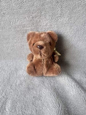 Vintage Avon kleiner brauner Teddybär sitzend weiches Plüschtier Stofftier 11 cm