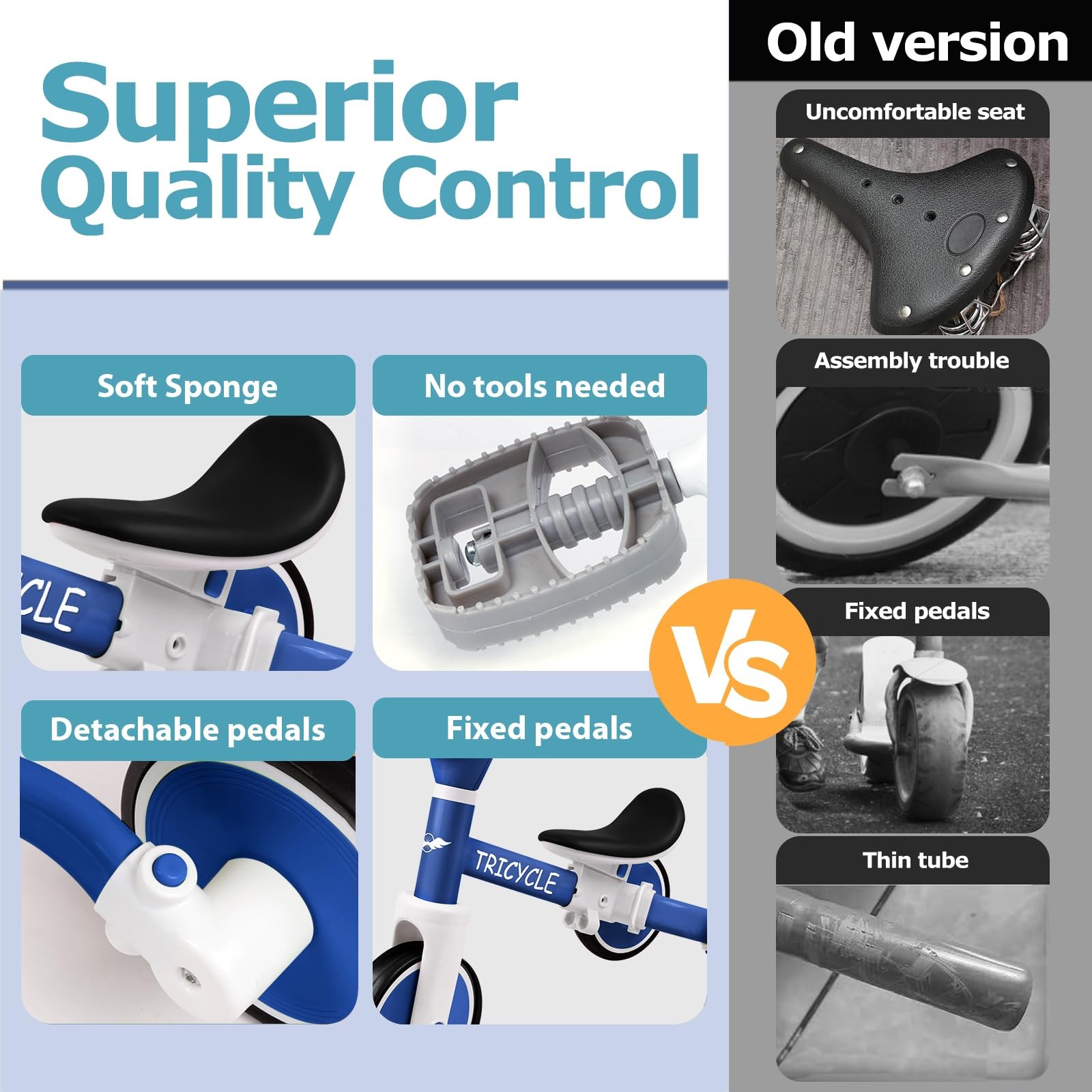 Balance Bike with Light & Music, Tricycle for Toddlers 1-5 Year Olds, Tricycl... thumbnail 6