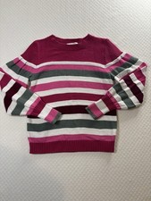 LOFT Cotton Blend Pullover Sweater With Colorful Stripes M