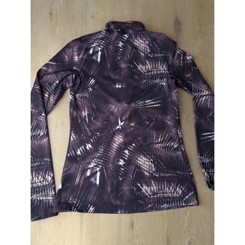 Pullover Nike para mujer grande púrpura negro estampado DriFit cuarto cremallera Foto 4 de 4