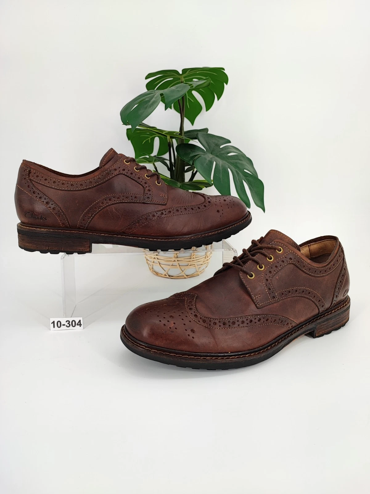 Scarpe Oxford Clarks da uomo Montacute in pelle marrone con punta alare taglia 10 5 M US