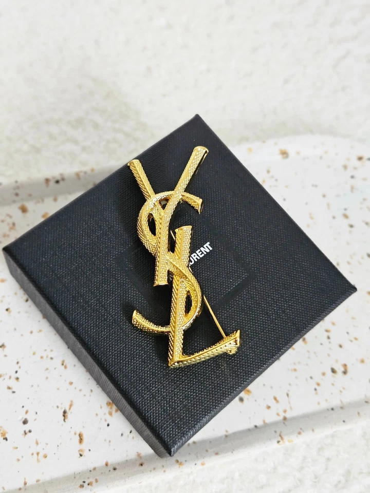 Brosche YSL Gold yves saint laurent Brosche wie neue mit Box - Bild 3 von 4