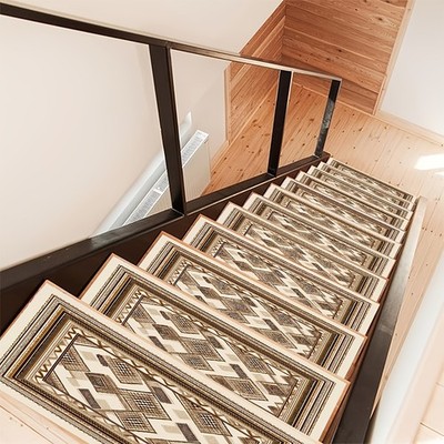 Geometric Grid Pattern Stair Mat, Soft And Durable, Machine Washable And Easy
