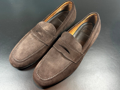 Franceschetti Handmade Italian Dark Brown Suede Loafers, Size 44, Never worn