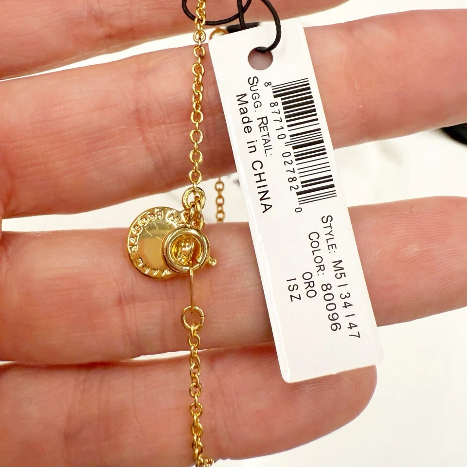 Pulseira nova com etiquetas Marc Jacobs logotipo esmalte disco dobradiça em preto e dourado - Imagem 3 de 3