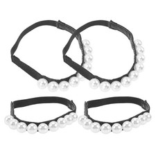 2 Pairs Multi Color Elastic High Heel Straps with Faux Pearl Decoration Reusable