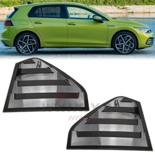 Side Quarter Window Shutter Cover For VW Golf MK8 2022 2023+ Glossy Black Louver