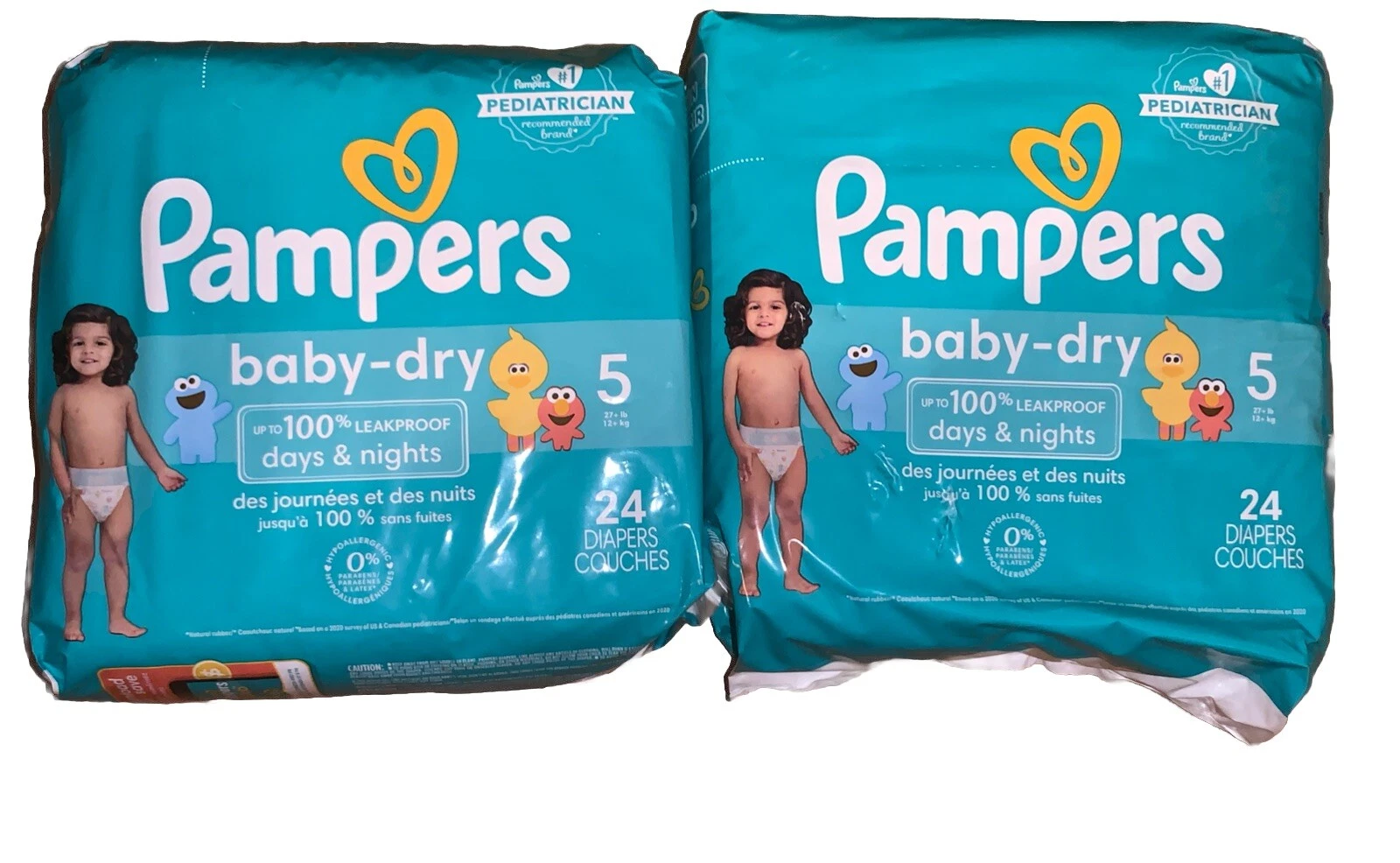 Pampers Baby Dry Diapers Size 5 27+lb Sesame Street, 48 Diapers
