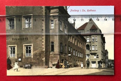 color AK FREIBERG um 1910 Rathaus mit Sparkasse   ( 84535