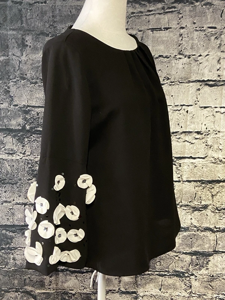 Alfani Shirt Blouse Womens Size Small Black Casual Cocktail Carrier Romantic - Image 2 of 4