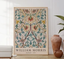 William Morris Daffodil Print, Floral Natural Wall Art Poster, Art Nouveau Decor