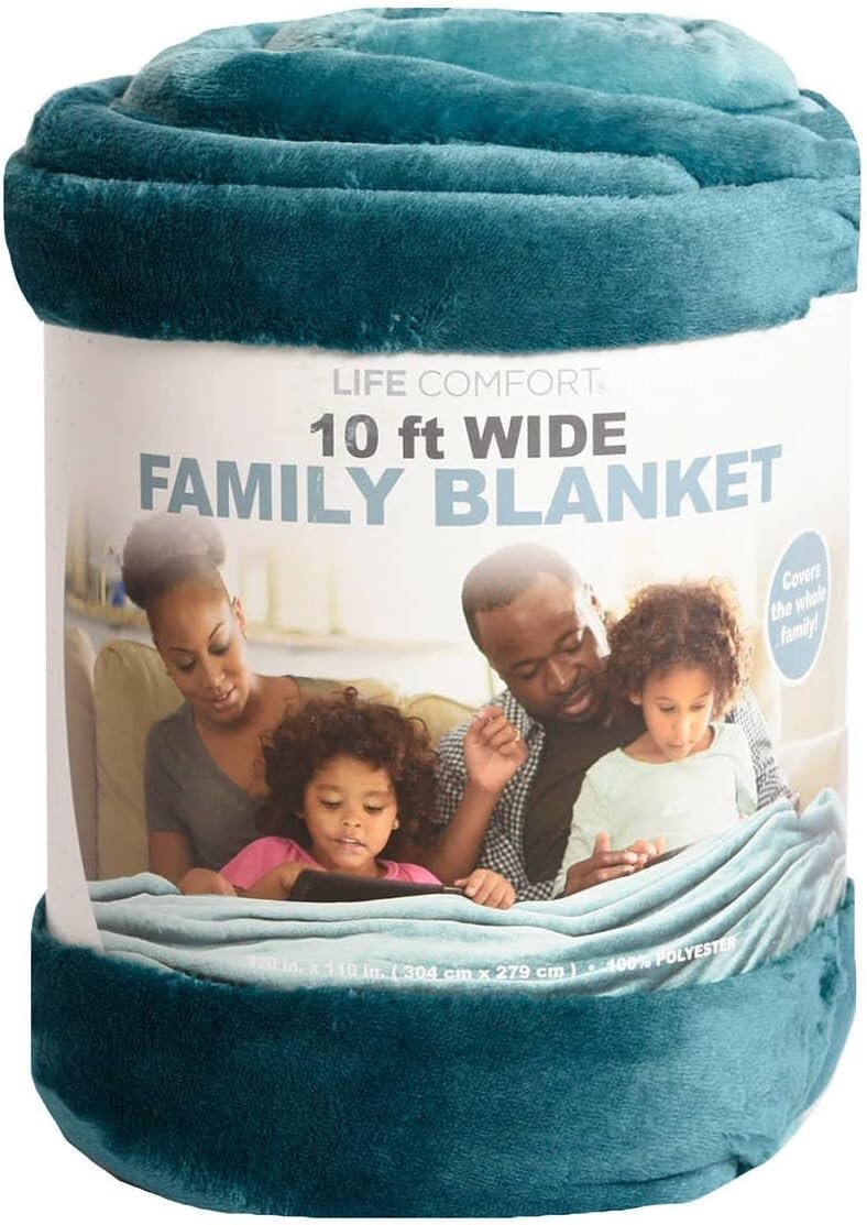 Life Comfort Family Blanket 10ft Wide Teal 120 in x 110 Jumbo